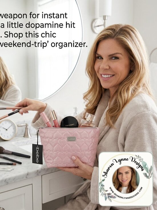 bebe Handbags - ✨ Bebe Glittery Pink Quilted Cosmetic Bag – Glam On the Go! ✨